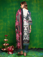 Pakistani Printed Kurta With Pant & Dupatta, Teal - Hiral Fashion | Grocsy