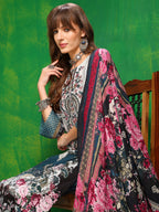 Pakistani Printed Kurta With Pant & Dupatta, Teal - Hiral Fashion | Grocsy