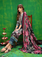 Pakistani Printed Kurta With Pant & Dupatta, Teal - Hiral Fashion | Grocsy