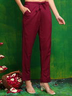 Bandhani Printed And Embroidered Kurta With Pant & Dupatta, Wine - Hiral Fashion | Grocsy