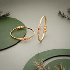 Tehzeeb Creations Brass Gold-Polished Bangle Set | Grocsy