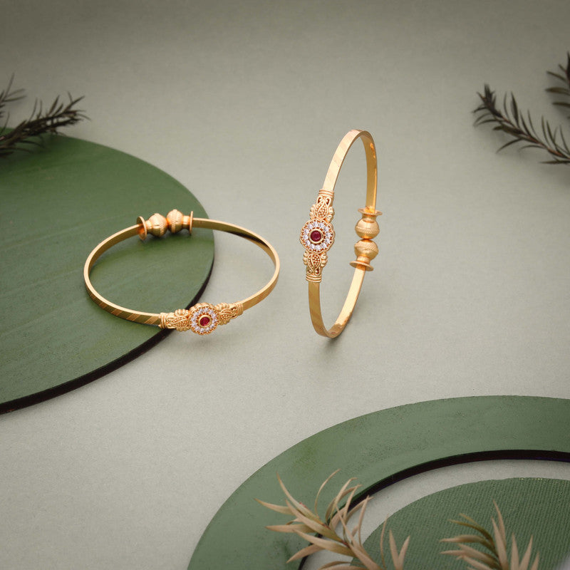 Tehzeeb Creations Brass Gold-Polished Bangle Set | Grocsy