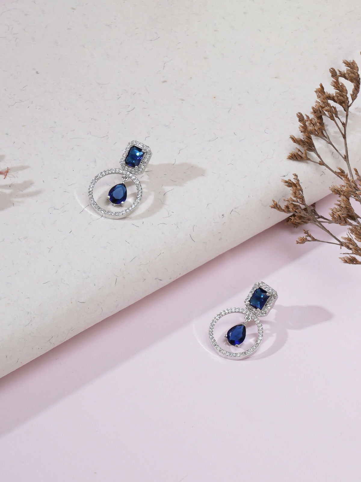 Stone kundan earrings (Blue) - Ruby Raang | Grocsy