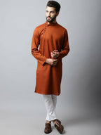 Even Apparels Brown Color Pure Cotton Men's Kurta With Side Placket (SLD1137) | Grocsy