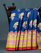 Block Print Indigo Blue Coloured Mulmul Cotton Saree By Gayathri Reddy Designer Studio | Grocsy