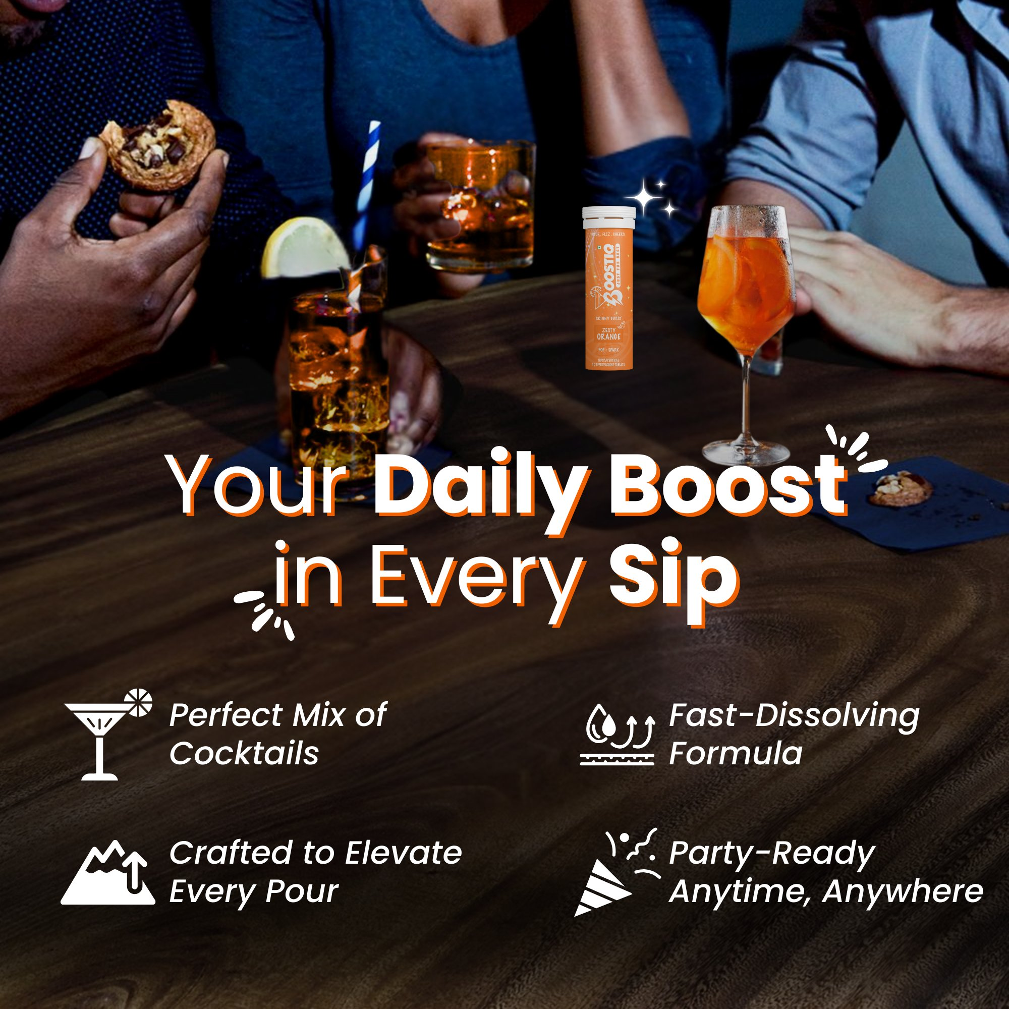 BOOSTIQ Pop & Spark Effervescent Tablets - Zesty Orange | Grocsy