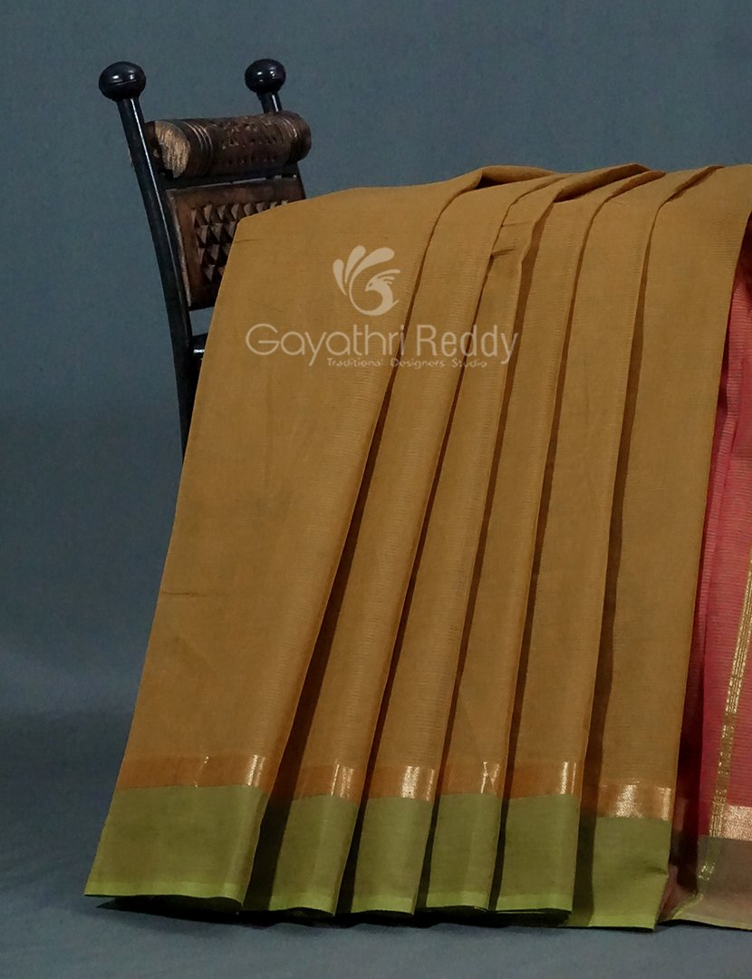 Dual Shades of Dry Mehendi Pure Mangalgiri Cotton By Gayathri Reddy Designer Studio | Grocsy