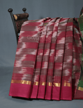 Dual Shades of Maroon And Brown Mangalagiri Ikkat Cotton Saree By Gayathri Reddy Designer Studio | Grocsy