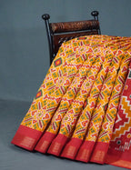 Shades of Mango Yellow Colour Patola Print Semi Chanderi Saree By Gayathri Reddy Designer Studio | Grocsy