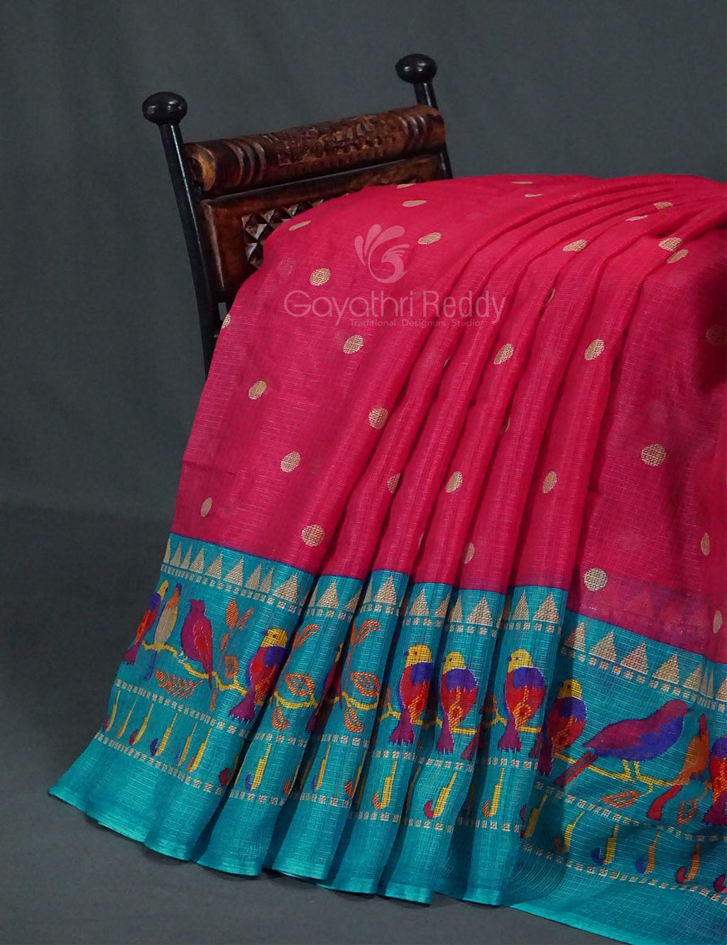 Rani Pink Colored with Buttes Semi Silk Kota Saree By Gayathri Reddy Designer Studio | Grocsy