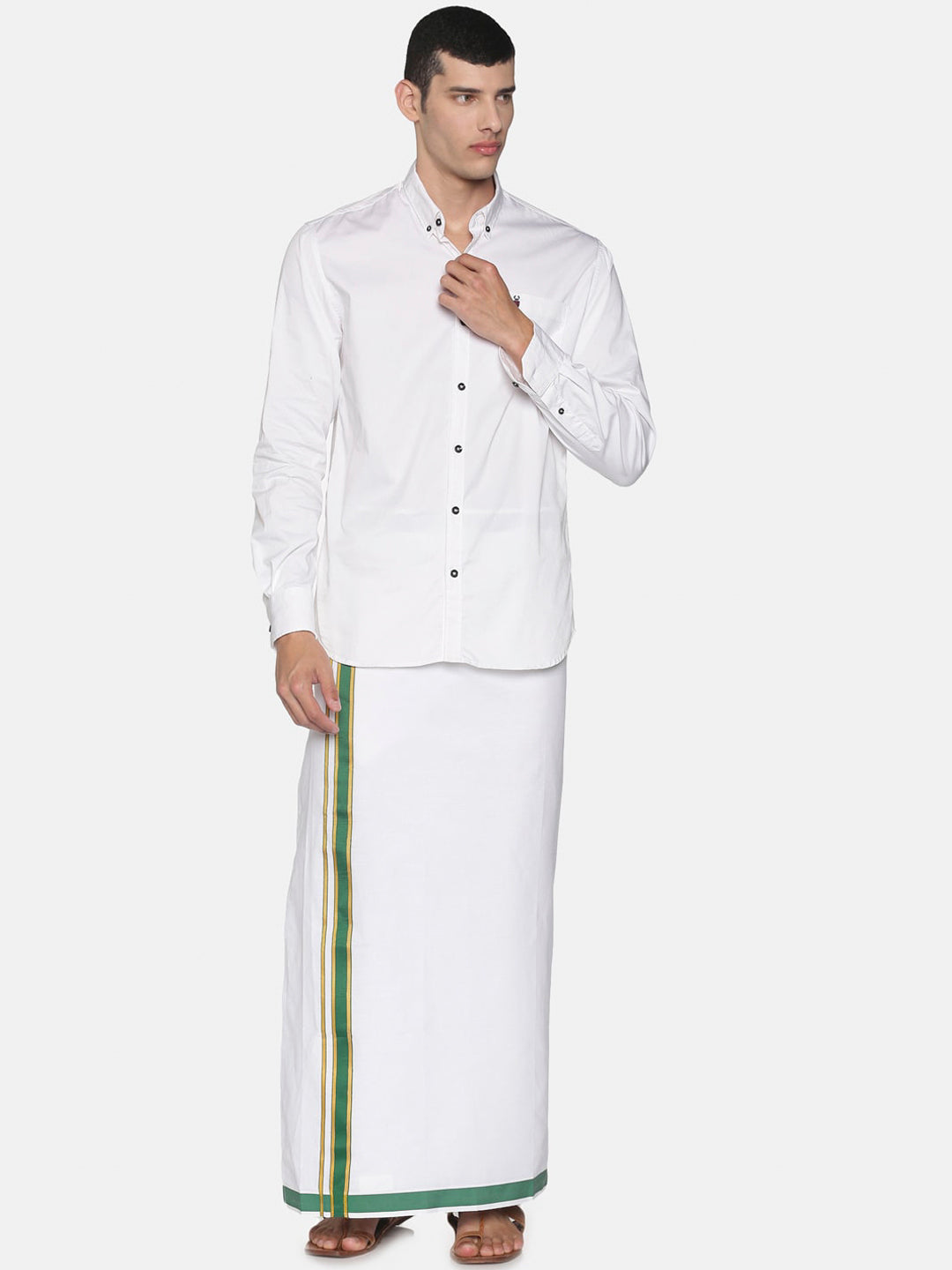 Sethukrishna Men Pack Of 2 White Solid Cotton Readymade Dhoti | Grocsy