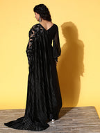Tikhi Imli Black Floral Sequinned Satin Saree | Grocsy