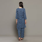 Breathables Blue Women Cotton Printed Loungewear Kurta And Pants Co-Ord Set I Night Wear | Butta Print | Grocsy