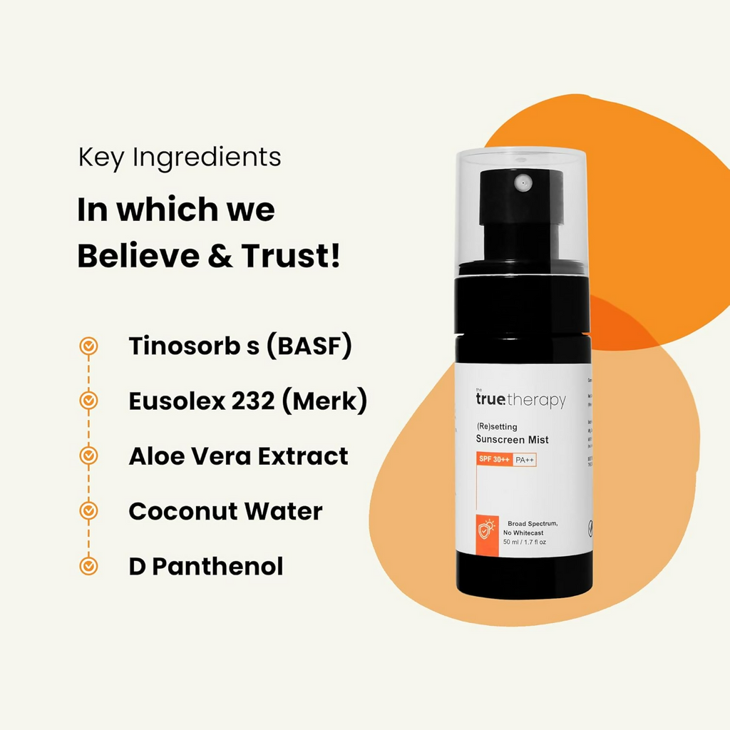 The True Therapy (Re) Setting Sunscreen Mist (Spray) For Men & Women SPF 30++ PA++ | Grocsy