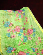Fern Green Colour Floral Print Semi Chanderi Saree By Gayathri Reddy Designer Studio | Grocsy