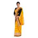 Exclusive Collection 100% Pure Cotton Yellow Tant Saree With Hand Weaving Work | Grocsy