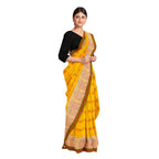 Exclusive Collection 100% Pure Cotton Yellow Tant Saree With Hand Weaving Work | Grocsy