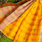 Exclusive Collection 100% Pure Cotton Yellow Tant Saree With Hand Weaving Work | Grocsy