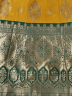 Lorenvalley Fashion Yellow Brocade Fabric Lehenga & Unstitched Blouse With Dupatta | Grocsy