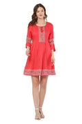 PAVONINE Gajri Color Rayon Fabric Printed Short Midi For Girls | Grocsy