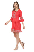 PAVONINE Gajri Color Rayon Fabric Printed Short Midi For Girls | Grocsy