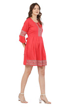PAVONINE Gajri Color Rayon Fabric Printed Short Midi For Girls | Grocsy