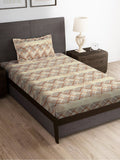 Story@home Brown & White Striped Microfiber 180 TC Bedsheet With Pillow Cover | Grocsy
