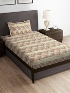 Story@home Brown & White Striped Microfiber 180 TC Bedsheet With Pillow Cover | Grocsy