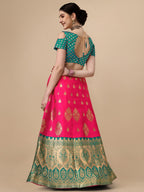 Lorenvalley Fashion Pink Brocade Fabric Lehenga & Unstitched Blouse With Dupatta | Grocsy