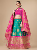 Lorenvalley Fashion Rama Brocade Fabric Lehenga & Unstitched Blouse With Dupatta | Grocsy