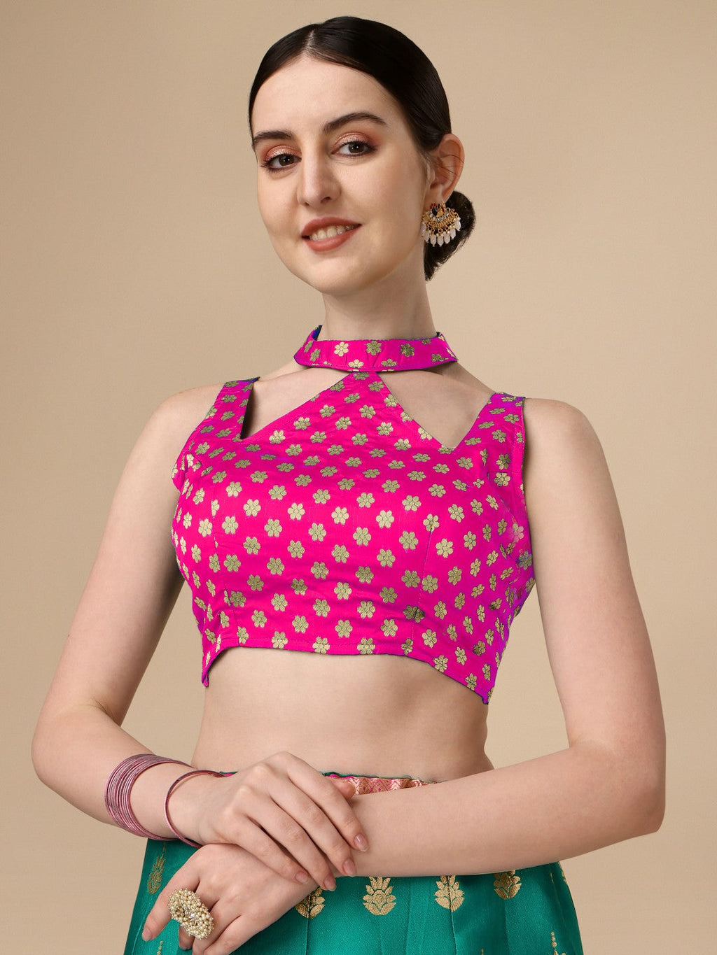 Lorenvalley Fashion Rama Brocade Fabric Lehenga & Unstitched Blouse With Dupatta | Grocsy