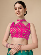 Lorenvalley Fashion Rama Brocade Fabric Lehenga & Unstitched Blouse With Dupatta | Grocsy