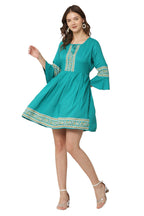 PAVONINE Rama Color Rayon Fabric Printed Short Midi For Girls | Grocsy