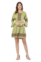 PAVONINE Pista Color Rayon Fabric Printed Short Midi For Girls | Grocsy