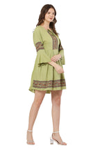 PAVONINE Pista Color Rayon Fabric Printed Short Midi For Girls | Grocsy