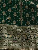 Lorenvalley Fashion Green Brocade Fabric Lehenga & Unstitched Blouse With Dupatta | Grocsy