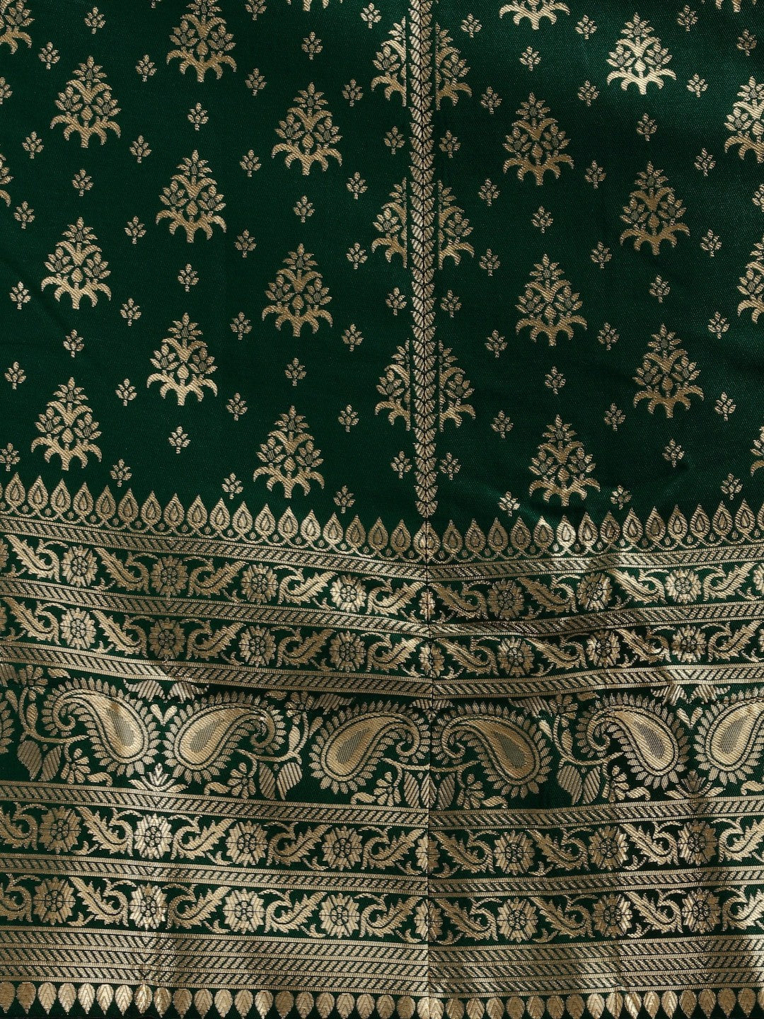 Lorenvalley Fashion Green Brocade Fabric Lehenga & Unstitched Blouse With Dupatta | Grocsy