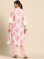 Sangria Floral Printed Cotton Slub Kurta | Grocsy