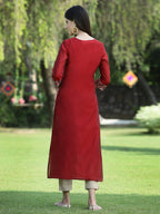 Juniper Womens Maroon Modal Chanderi Foil Printed Straight Kurta | Grocsy