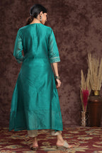 Juniper Women's Ramagreen Modal Chanderi Printed Straight Kurta | Grocsy