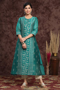 Juniper Women's Ramagreen Modal Chanderi Printed Straight Kurta | Grocsy