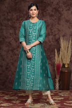 Juniper Women's Ramagreen Modal Chanderi Printed Straight Kurta | Grocsy