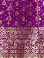 Lorenvalley Fashion Purple Brocade Fabric Lehenga & Unstitched Blouse With Dupatta | Grocsy