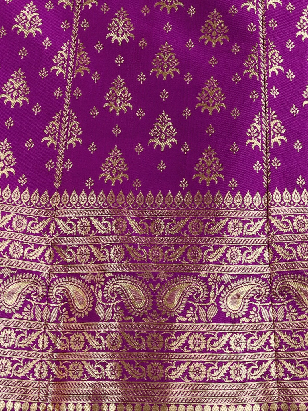Lorenvalley Fashion Purple Brocade Fabric Lehenga & Unstitched Blouse With Dupatta | Grocsy