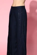 Juniper Womens Navyblue Rayon Embellished Peplum Clothing Set | Grocsy