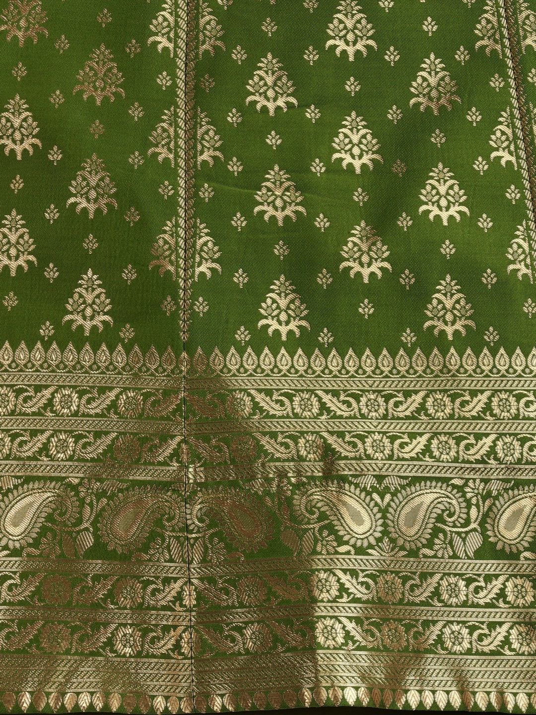 Lorenvalley Fashion Mahendi Brocade Fabric Lehenga & Unstitched Blouse With Dupatta | Grocsy
