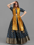 Lorenvalley Fashion Rama Brocade Fabric Lehenga & Unstitched Blouse With Dupatta | Grocsy