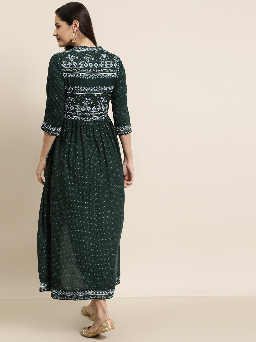 Juniper Womens Jadegreen Rayon Ethnic Printed Jacket Style Kurta Pant Set | Grocsy