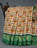 Shades of Cream Patola Print Semi Chanderi Saree By Gayathri Reddy Designer Studio | Grocsy
