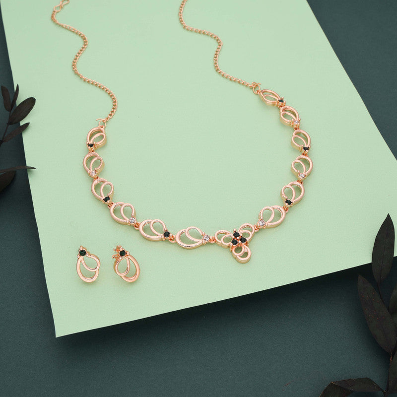 Tehzeeb Creationss Gold-Polished Choker Green Stone Necklace With Stud Earrings - Swadesiicart